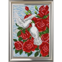 Рисунок на ткани для вышивания бисером " Любовь и голуби"
